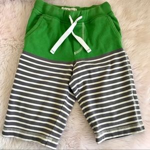 Mini Boden green grey stripe shorts pull on